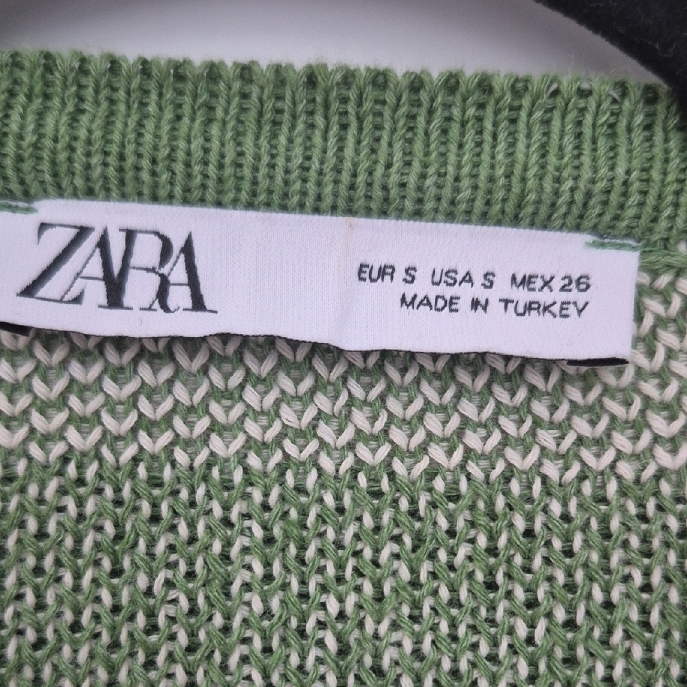 Zara Striped Green and Cream Cardigan - Picture 3 of 6